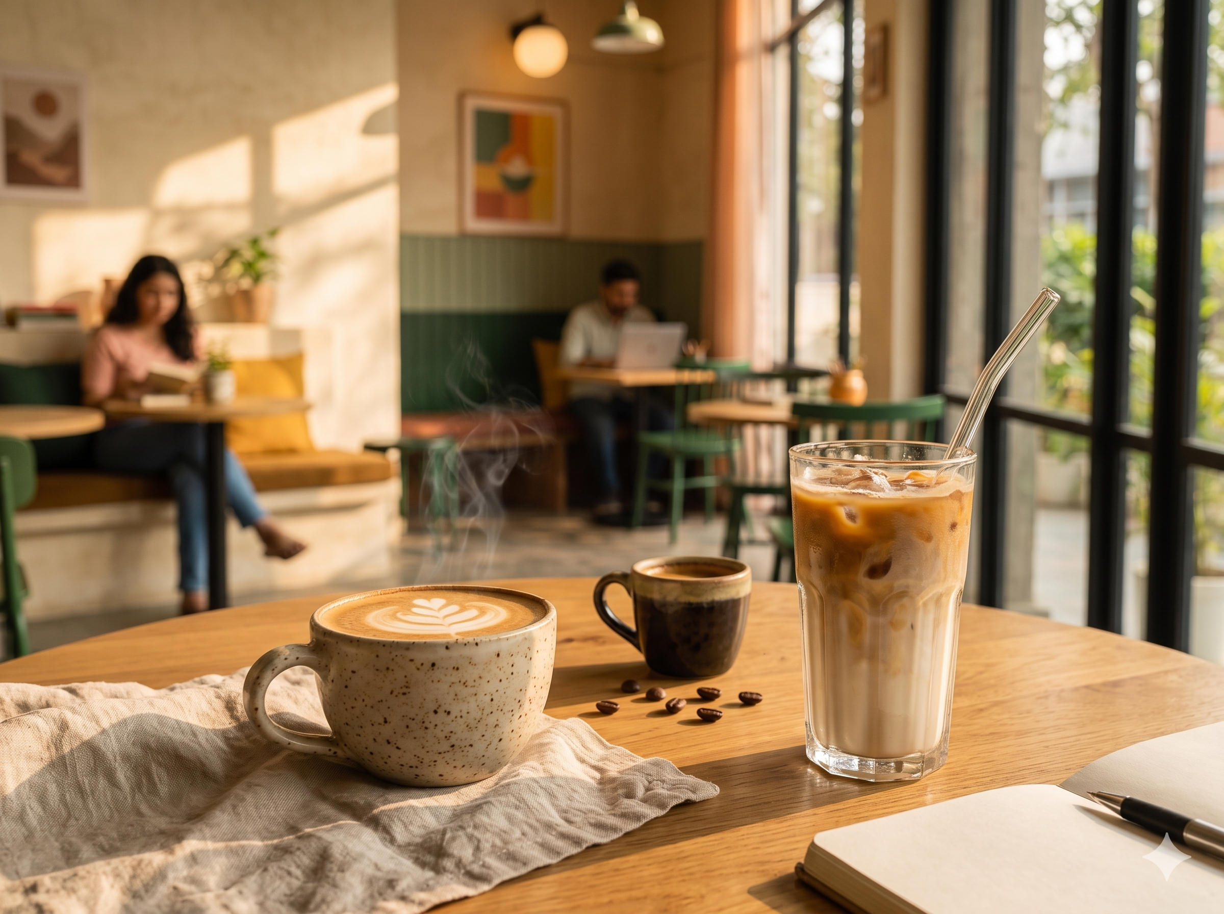 Hot and iced coffee drinks at Common Ground